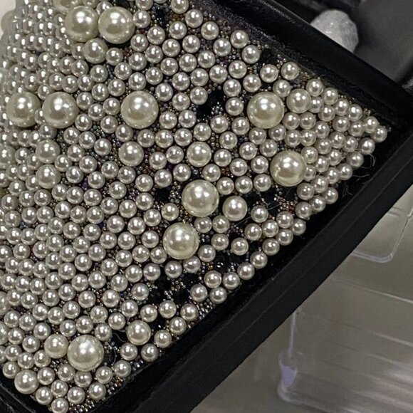 Journee Collection Pearl Embellished Slide Sandals Black Size 12 - Picture 6 of 16